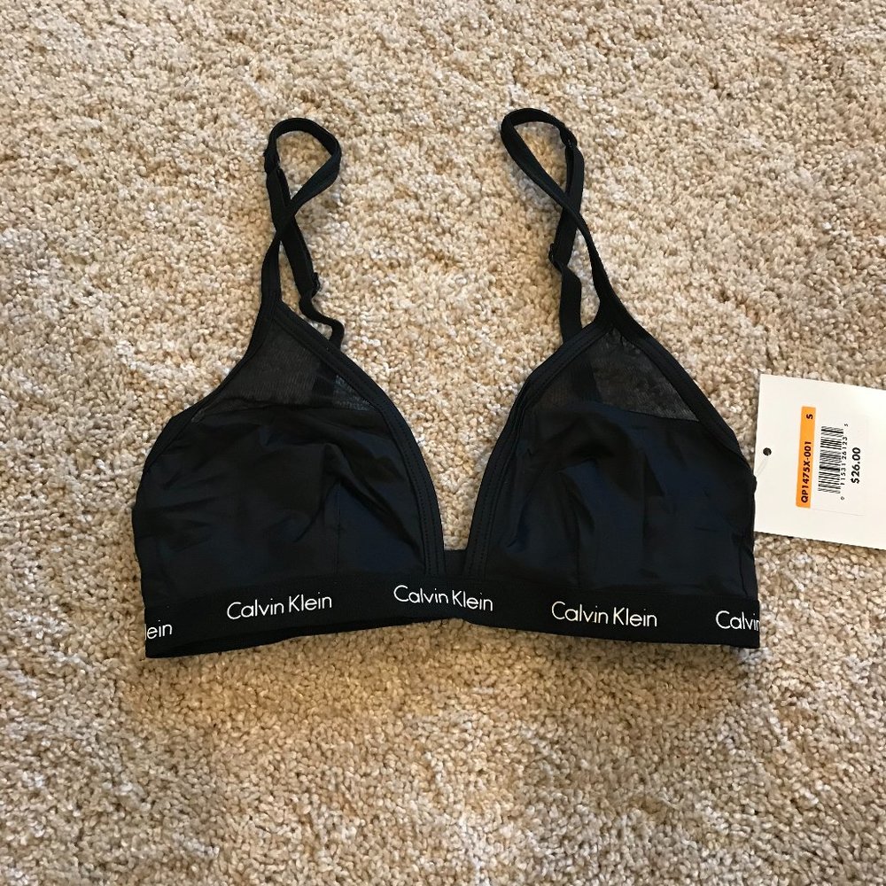 Calvin Klein Black Mesh Carousel Triangle Bralette